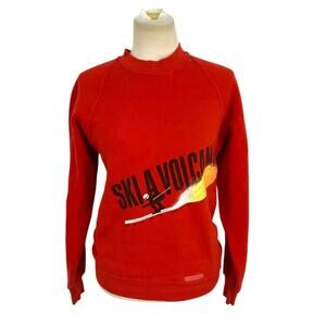 Vintage 1980s Crazy Shirts Red Ski A Volcano Double Sided Sweatshirt Size Small